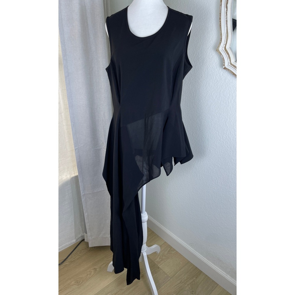 Ivan Grundahl Tunic Top Womens 44 Black Very Good Asymmetric Avant-Garde Sheer